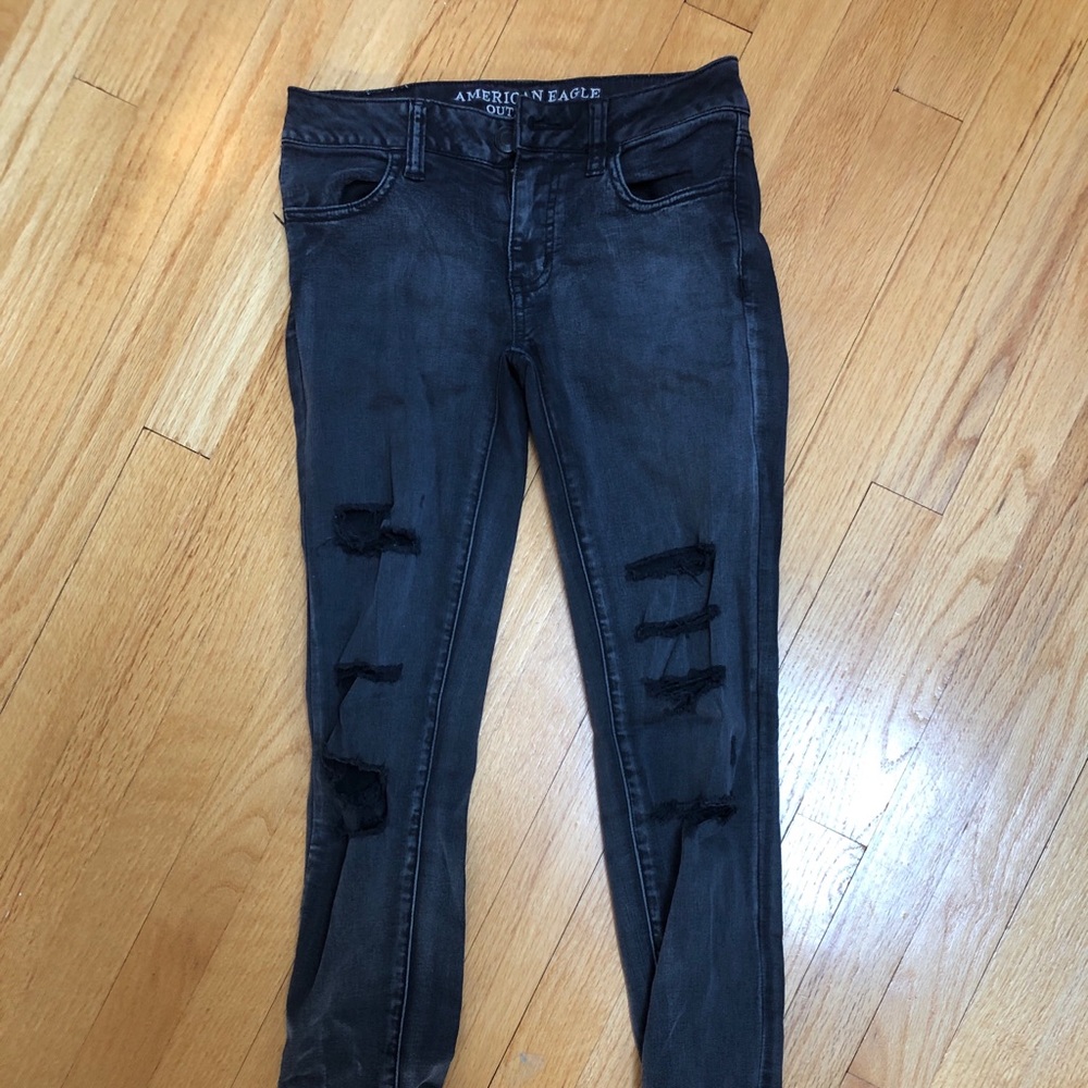 American Eagle Black Ripped Jeans